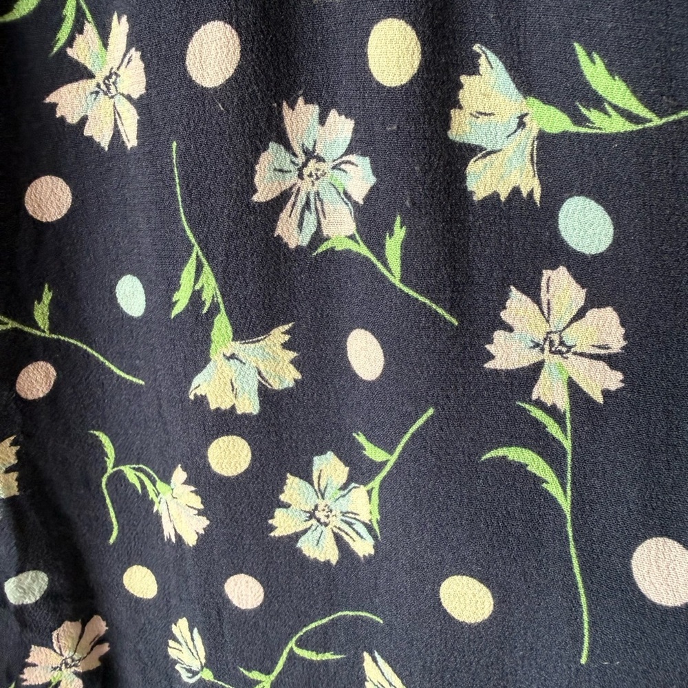 BP Navy Floral Polka Dot Print Sleeveless Rayon Romper - Picture 7 of 8